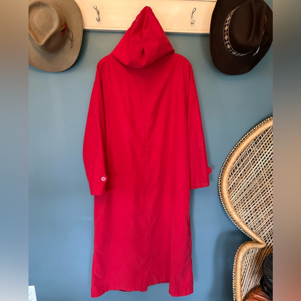 Kristen Blake long duster red trench Coat raincoat jacket sz 10 / medium - Picture 7 of 10